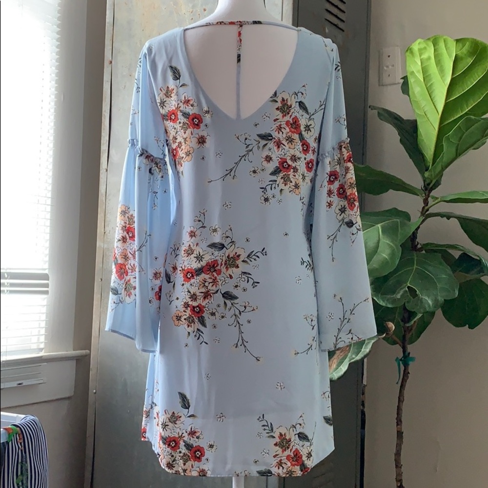 Retro Baby Blue Floral Dress - Picture 5 of 7